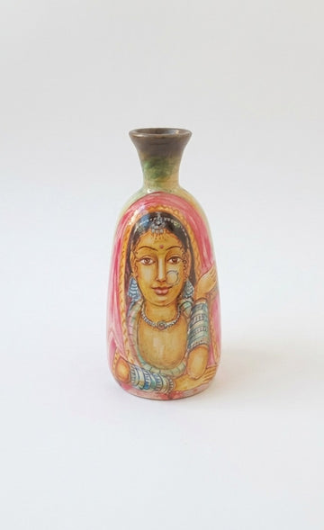 Rajeshthan Faces Painting - 8 inch - Men / Women Faces - 8 inch (Painting on Brown Base)