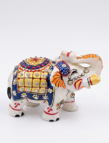 White Marble kundan work Elephant