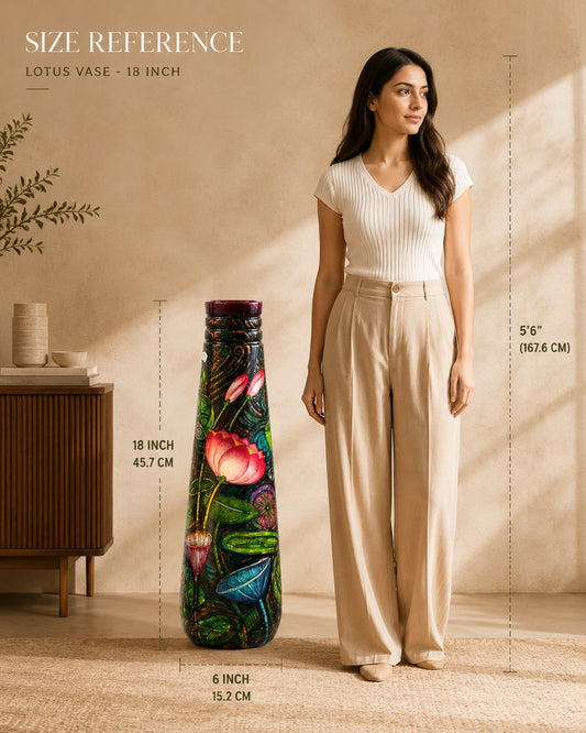 Handcrafted Lotus Art Vase — 18 Inch
