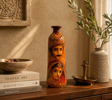 Rajeshthan Faces Painting- 10 inch - Men / Women Faces - 10 inch (Painting on Brown Base)