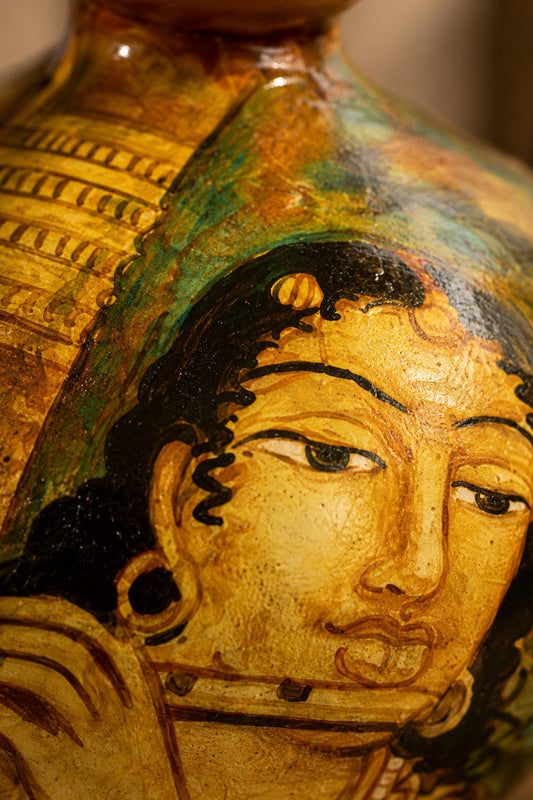 Ajanta Abhira - Hand Painted Terracotta Vase (Ajanta & Ellora Inspired Paintings - 8 Inch)