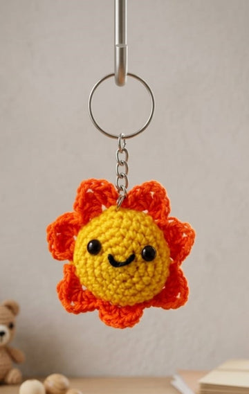 Crochet Keychain - Flower (Orange)