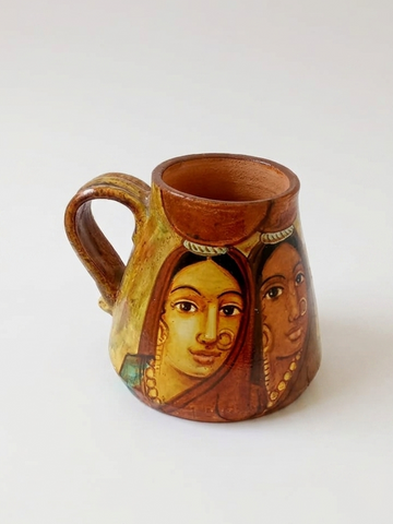 Rajeshthan Faces Painting - MUGS - Men / Women Faces - MUGS (Painting on Brown Base)