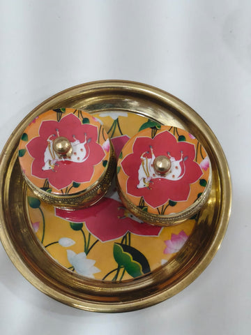 Brass Haldi kumkum plate