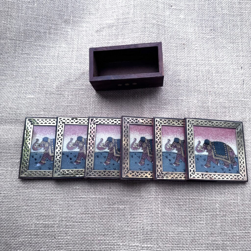 Tribal Art Coaster - Golden Border