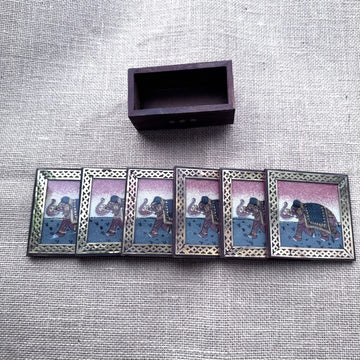 Tribal Art Coaster - Golden Border