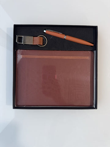 5 pcs Set (Diary/Pen/Keychain/Bottle/Card holder) - Brown