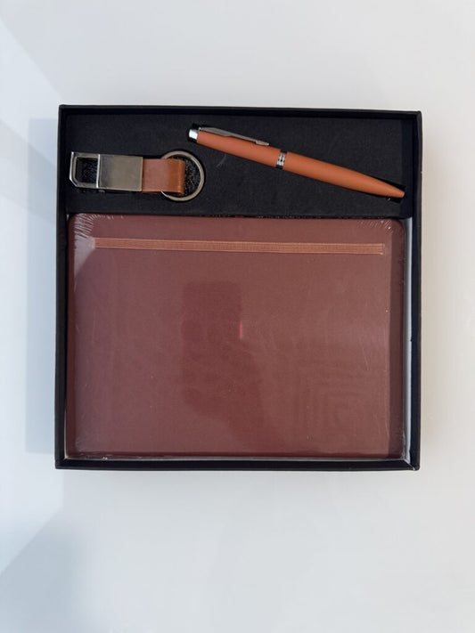 5 pcs Set (Diary/Pen/Keychain/Bottle/Card holder) - Brown