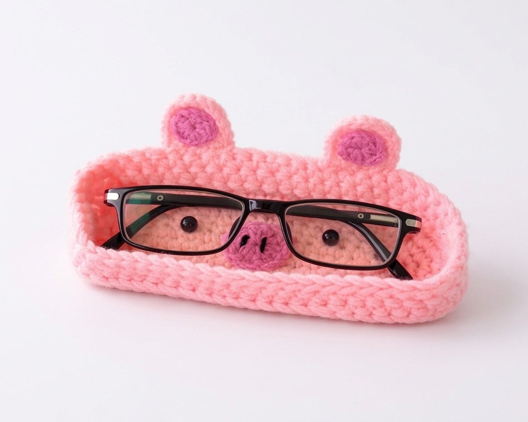 Crochet Glass Holder - Pig