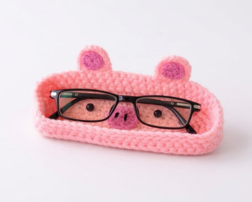 Crochet Glass Holder - Pig