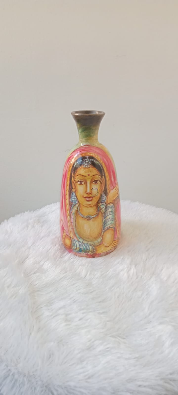 Rajeshthan Faces Painting - 8 inch - Men / Women Faces - 8 inch (Painting on Brown Base)