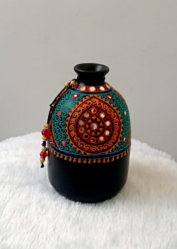 Handcrafted Terracotta Mirror Work Pottery