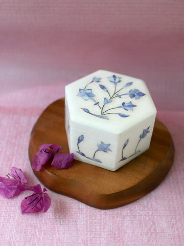 White Marble Hexagon Box