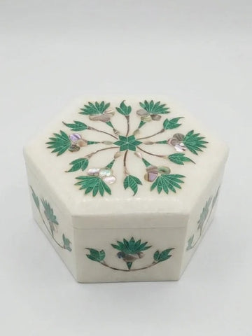 White Marble Hexagon Box