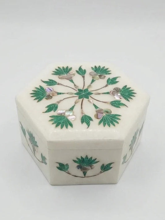 White Marble Hexagon Box