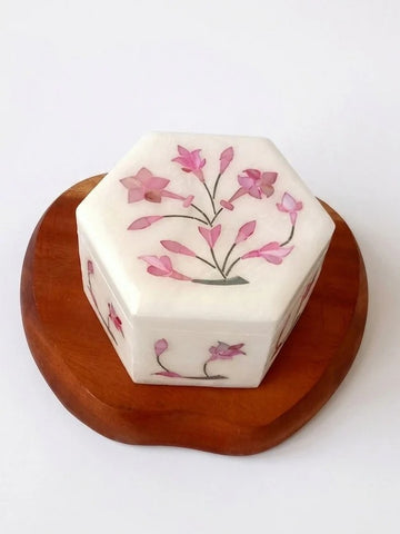 White Marble Hexagon Box