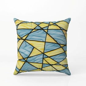 Linear Blue & Pastel Mosaic Cushion Covers Set of 2