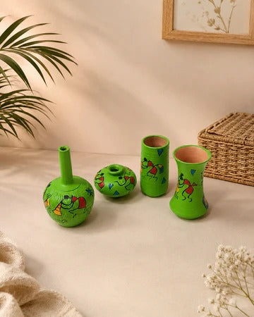 Handcrafted Terracotta Mini Pots Set of 4 It is Handmade so Slight Variations in Shape May Occur.