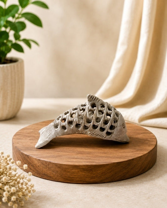 Hand-Carved Jali Work Dolphin Showpiece Set of 4